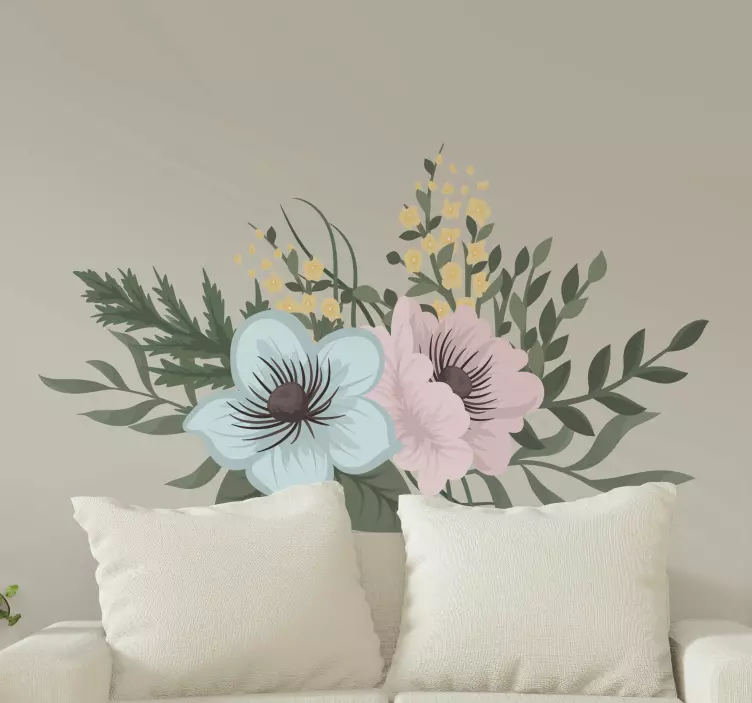 Flower wall sticker botanical arrangement design - TenStickers