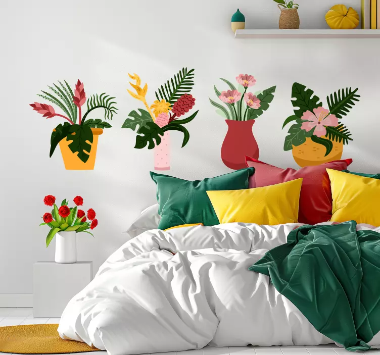 Flowerpots bedroom wall sticker - TenStickers