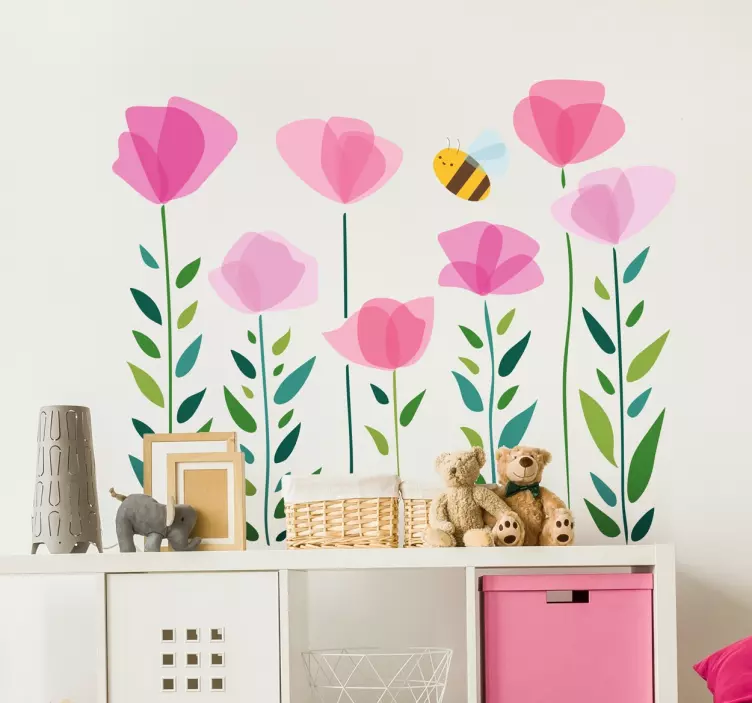 Flowers and insects kids  animal wall sticker - TenStickers