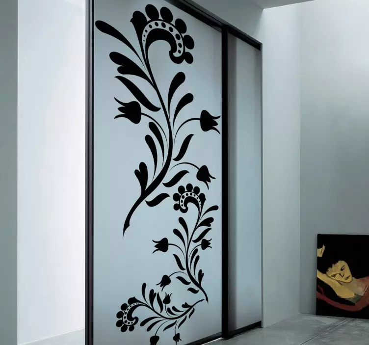 Silhouette flowers and stems glass door sticker - TenStickers