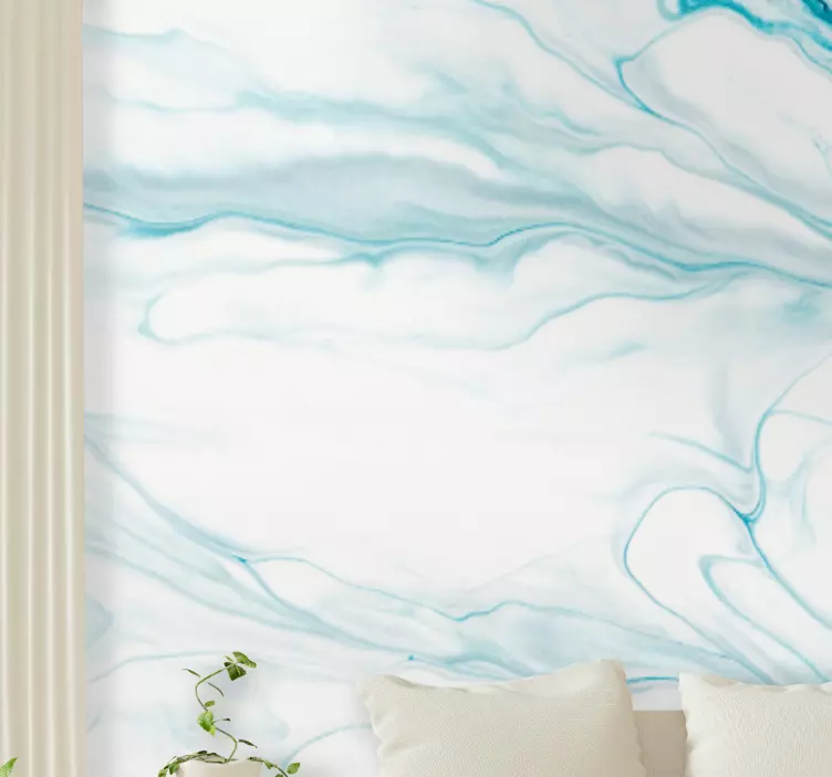 Flowing blue waves living room wall sticker - TenStickers