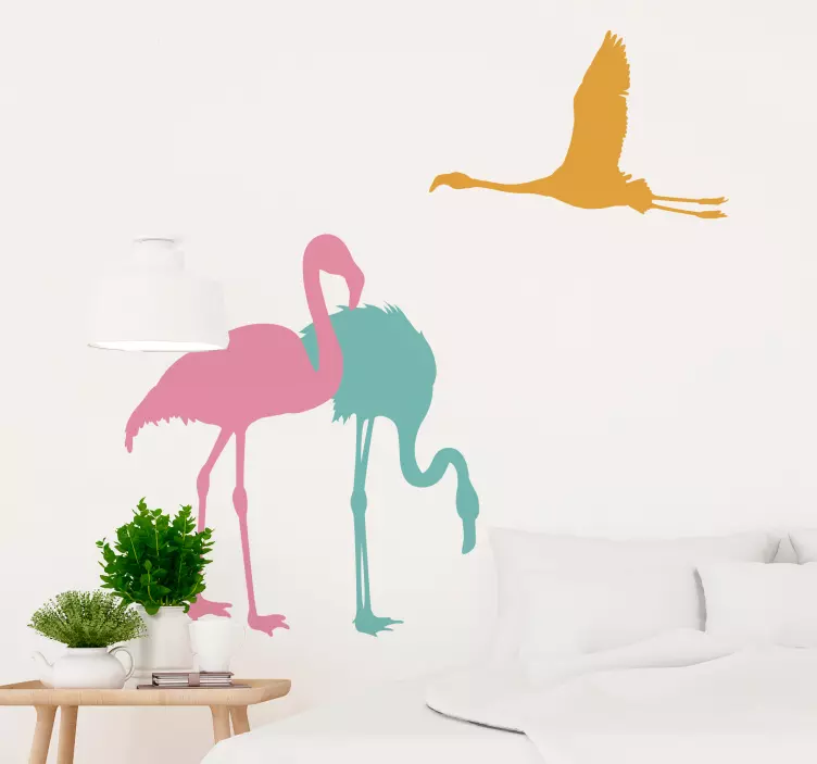Flying flamingo animal wall sticker for bedroom - TenStickers