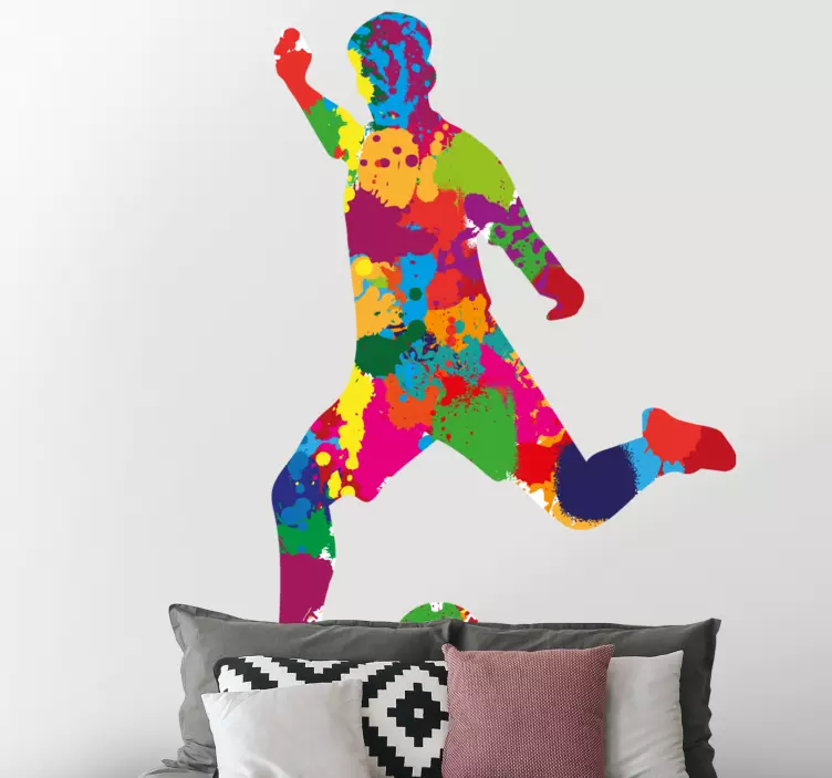 Football player splash colours wall sticker - TenStickers