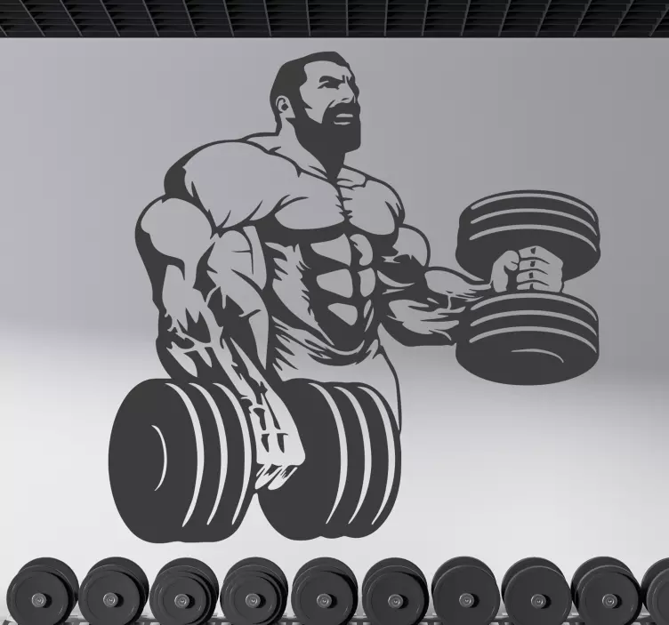 Football sticker of muscular weightlifting figure - TenStickers