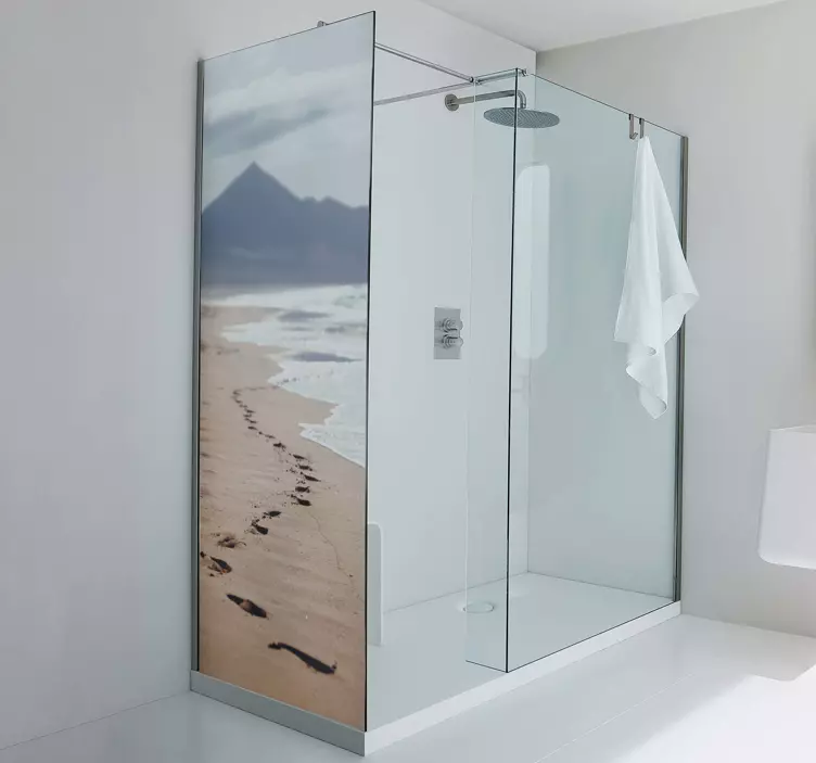 Footprint on the beach shower screen sticker - TenStickers