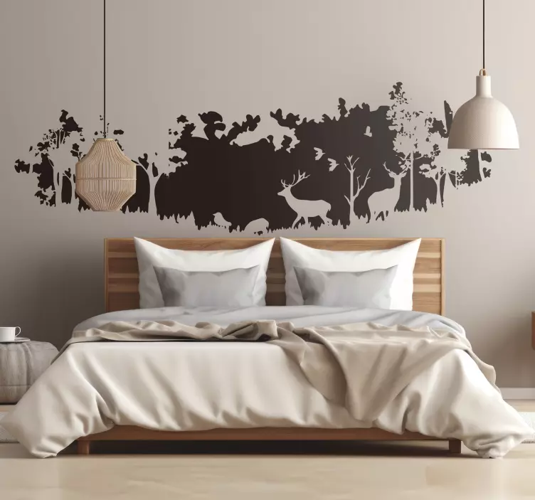 Forest scene silhouette bedroom wall sticker - TenStickers