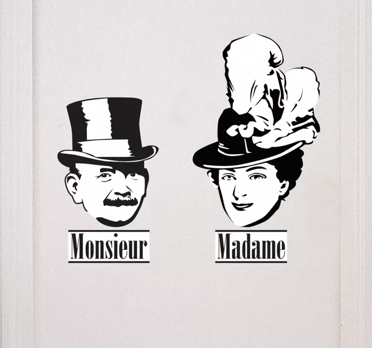 Monsieur and Madame Wall Toilet Sticker - TenStickers