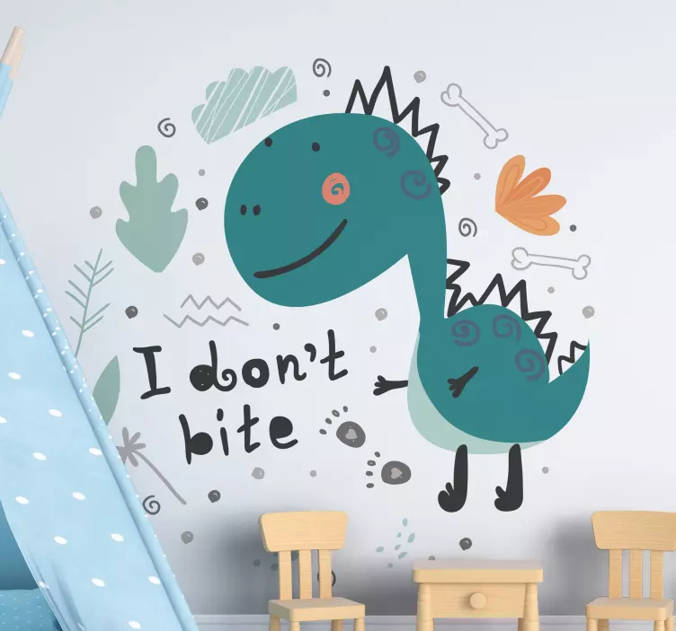 Friendly cartoon dinosaur wall sticker - TenStickers