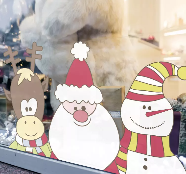 Snowman front shop christmas shop window sticker - TenStickers