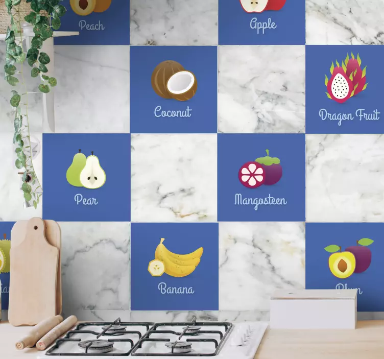 Fruits pattern kitchen tile sticker - TenStickers