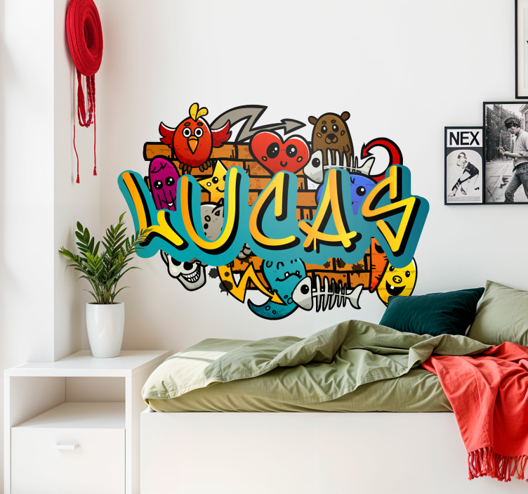 Colourful personalised name urban wall sticker for kids - TenStickers