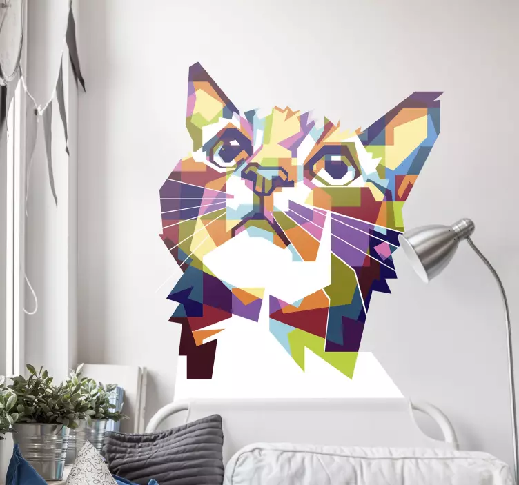 Full color polygonal portrait wall sticker - TenStickers