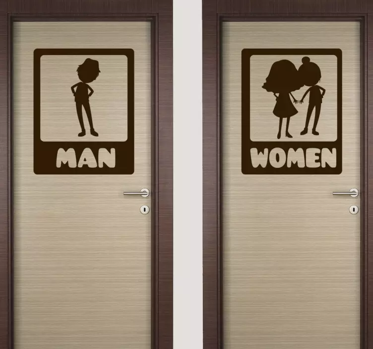 Funny man and woman  toilet door sticker - TenStickers