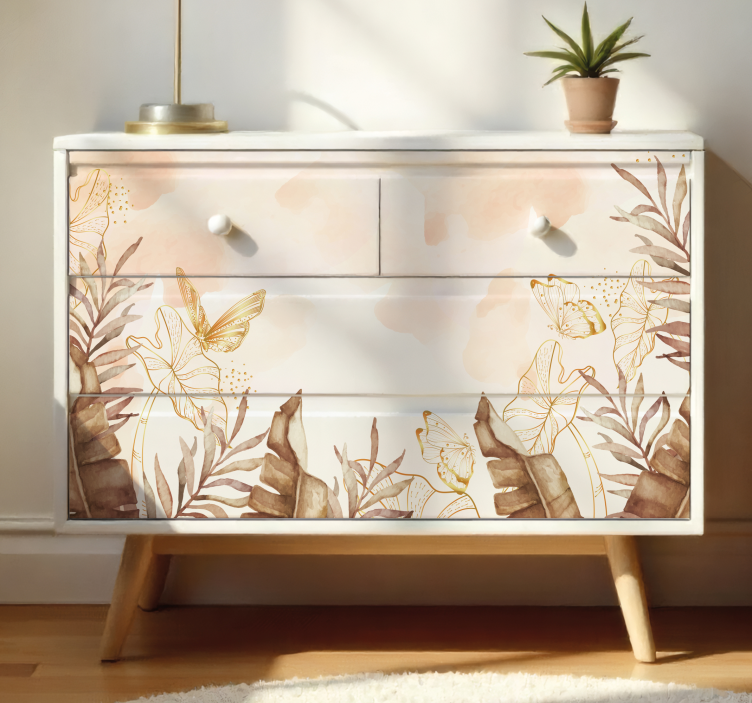 Furniture sticker golden tropical design - TenStickers