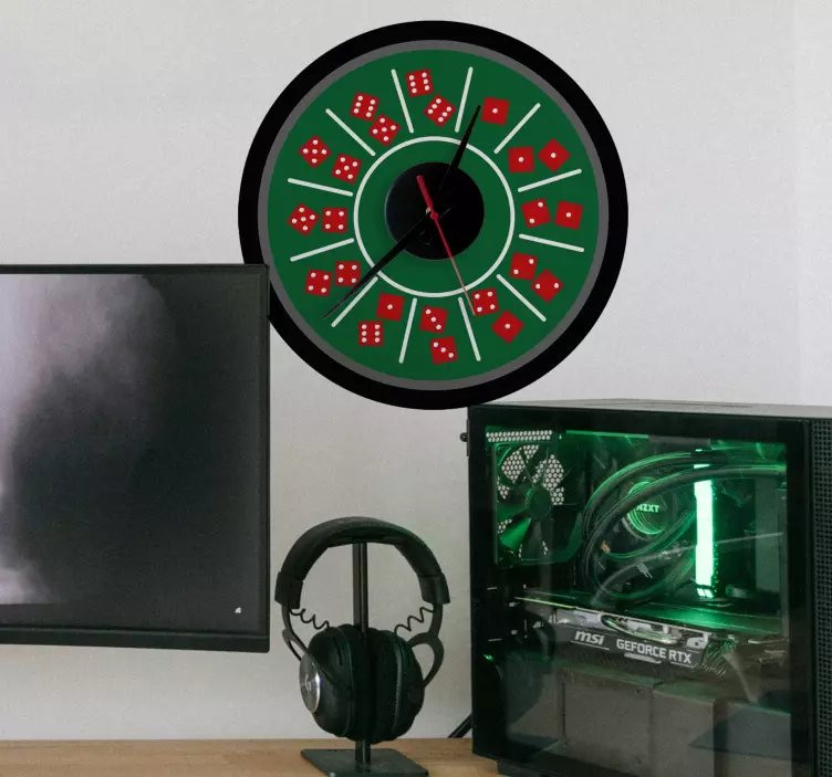 Game board with dices stick on wall clock - TenStickers