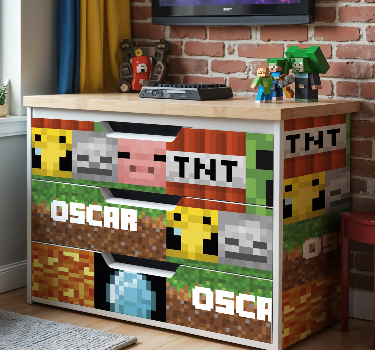 Gaming geometric pattern furniture sticker - TenStickers