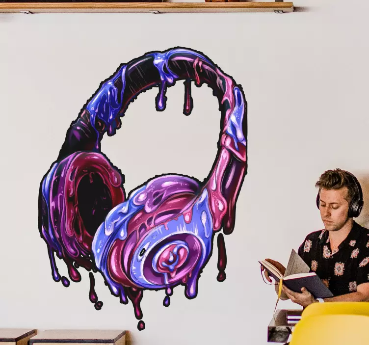 Melting headset video gaming wall sticker for bedroom - TenStickers