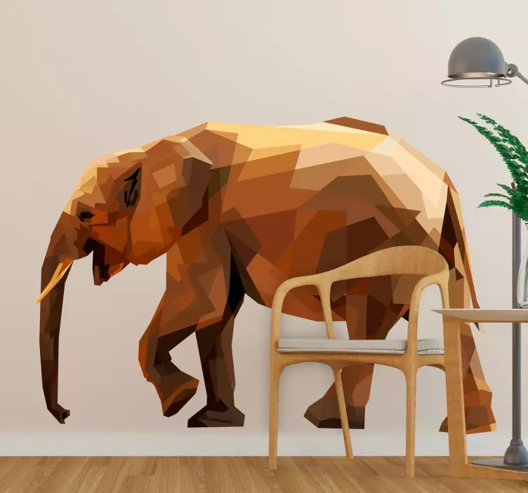 Geometric Asian elephant wild animal decal - TenStickers