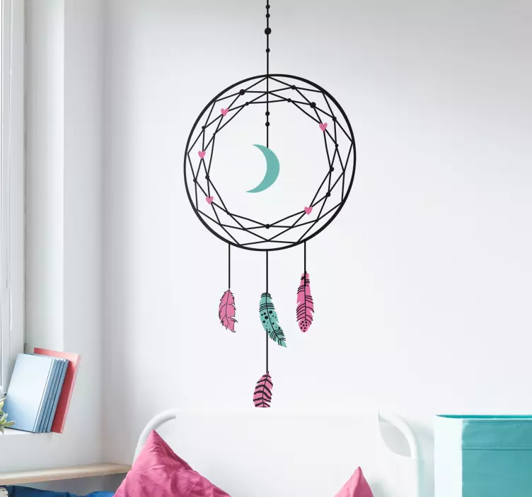 Geometric Feathers Dreamcatcher decoration wall sticker - TenStickers