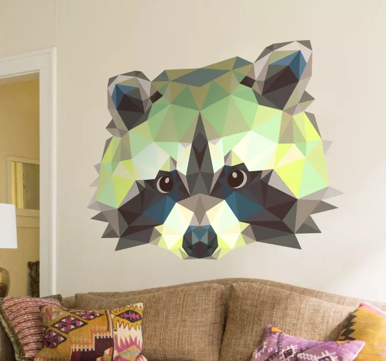 Geometric Raccoon animal wall sticker - TenStickers