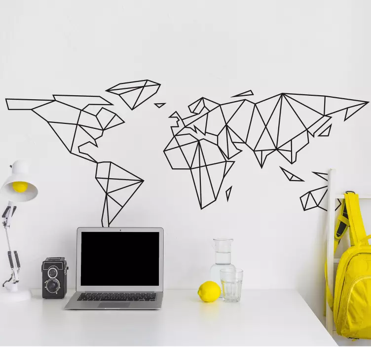 Geometric world map wall sticker - TenStickers