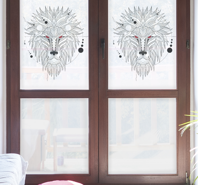 geometrical lion design window film - TenStickers