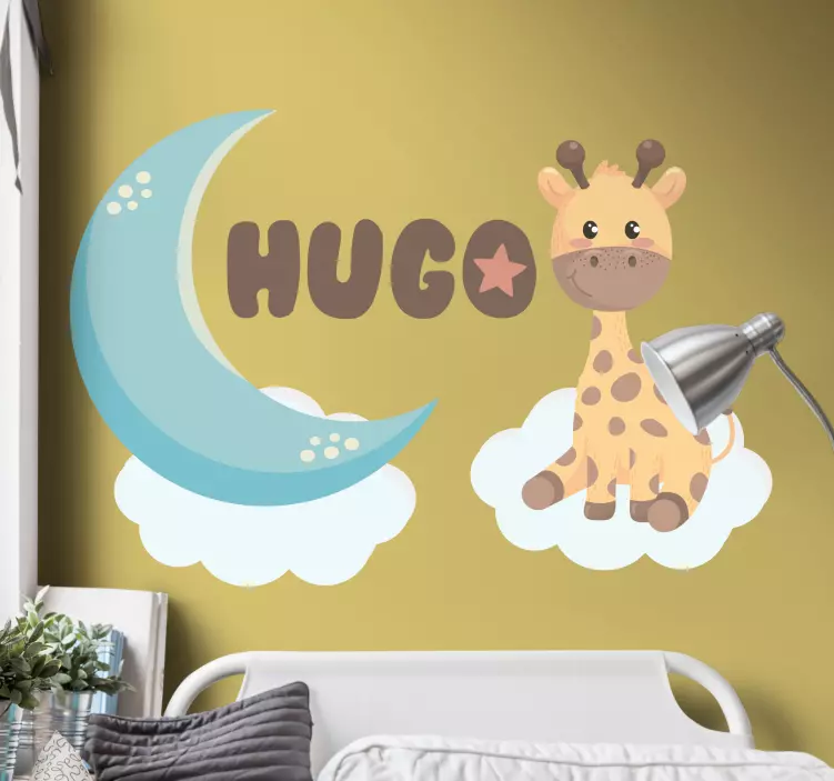 Giraffe And Moon wall sticker for kids - TenStickers