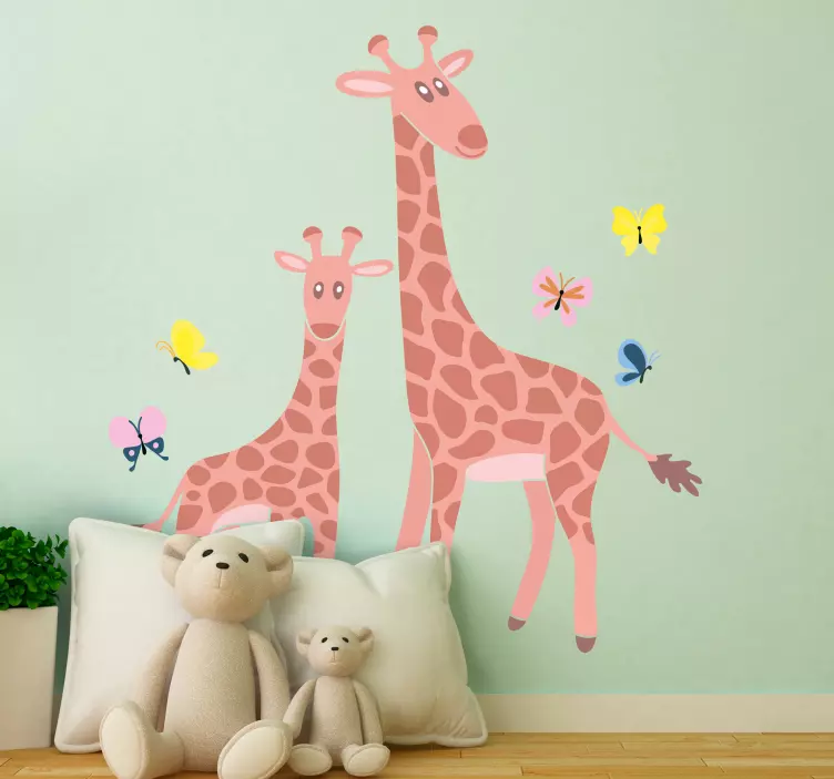 Giraffe Family Play farm animal wall sticker - TenStickers