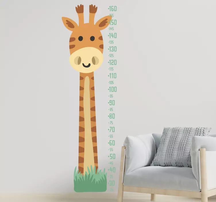 Giraffe with growth meter height chart wall sticker - TenStickers