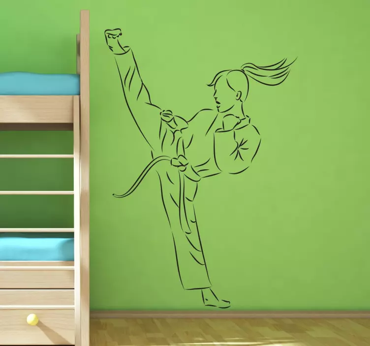 Girl Karate Kick Sticker - TenStickers
