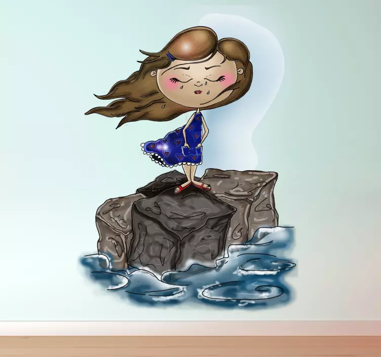 Girl on Rock wall sticker for kids - TenStickers