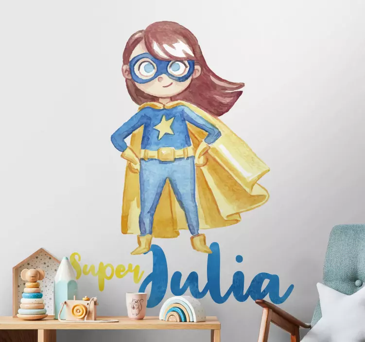 Girl superhero personalized superhero sticker - TenStickers