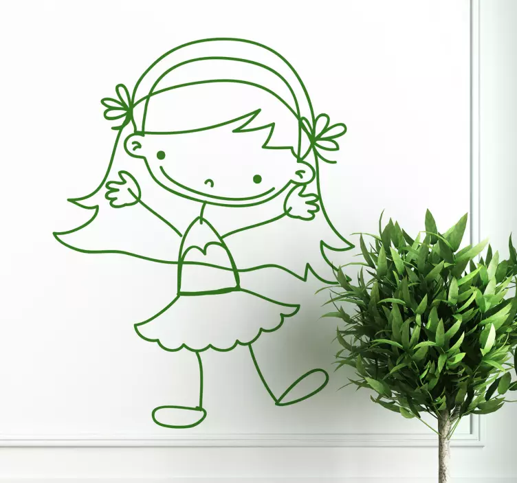 Girl Waving Sticker - TenStickers