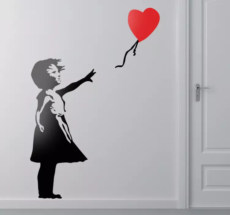 Girl with Red Balloon Silhouette Wall Sticker for Bedroom - TenStickers
