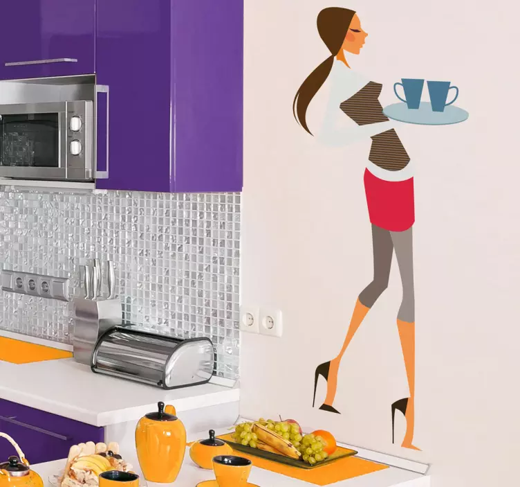 Glamorous waitress kitchen wall sticker - TenStickers