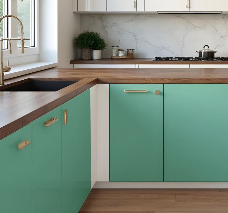 glossy green tone design kitchen wall sticker - TenStickers