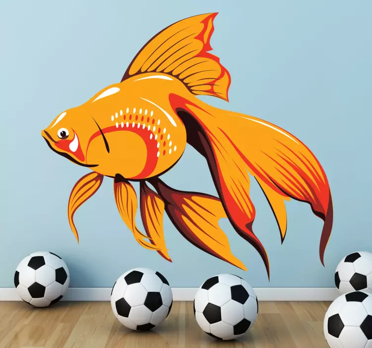 Goldfish Swimming Artwork fish sticker - TenStickers