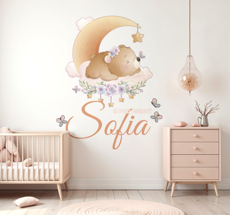 Goodnight Bear Scene wall sticker for kids - TenStickers
