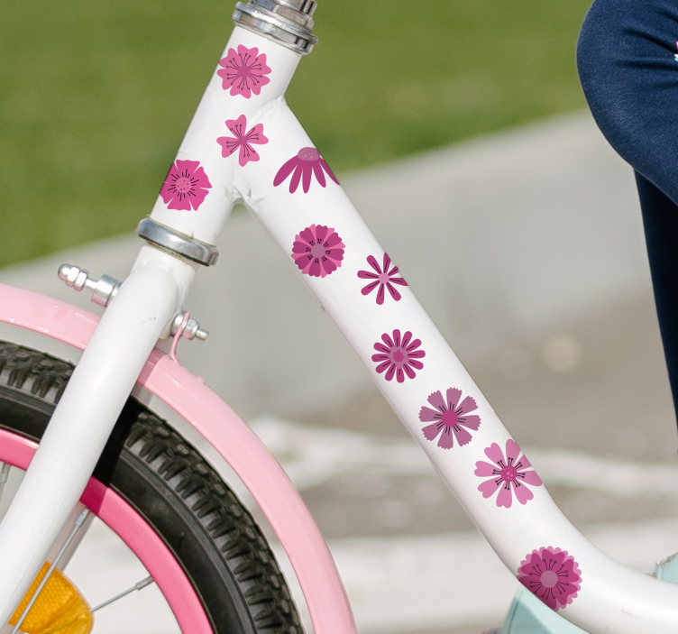 Graceful pink flowers bike decal - TenStickers
