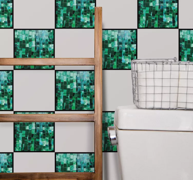 Gradient green mosaic bathroom tile sticker - TenStickers