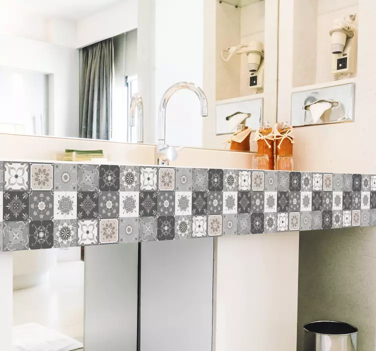 Gray tone bathroom tile sticker - TenStickers