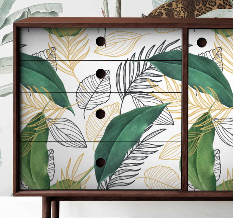 Green and gold leaves vinyl wrap furniture - TenStickers