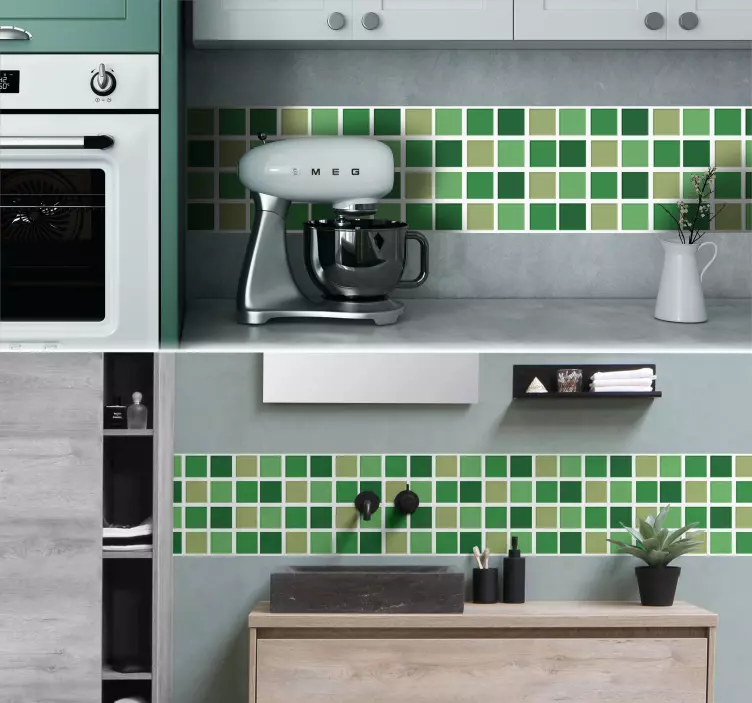 Green Tones bathroom tile sticker - TenStickers