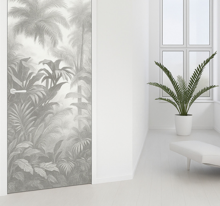 Grey tropical paradise door sticker - TenStickers