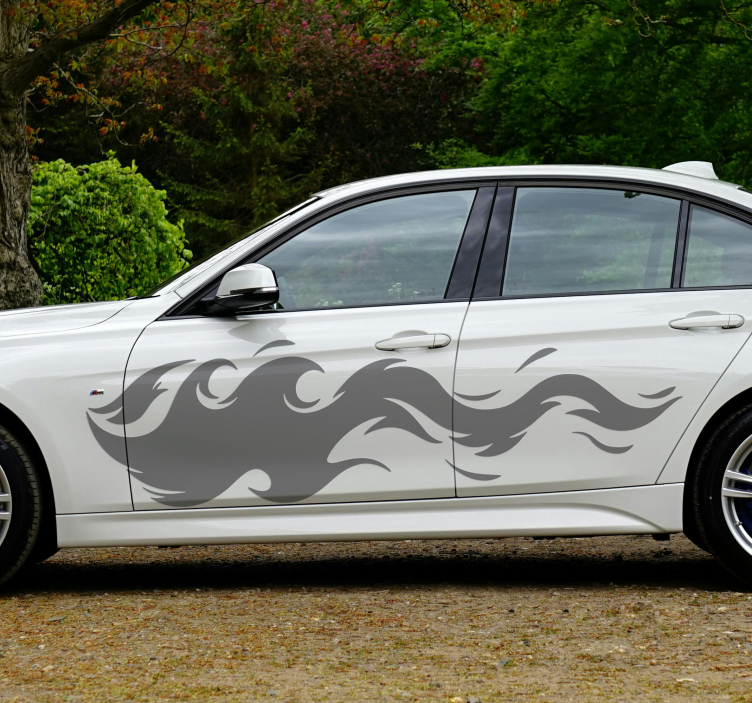 Grey wavy flames car sticker - TenStickers