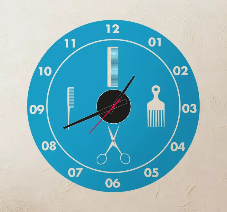 Hairdressers stick on wall clock - TenStickers