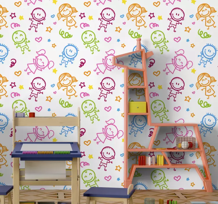 Happy Children Characters wall sticker for kids - TenStickers