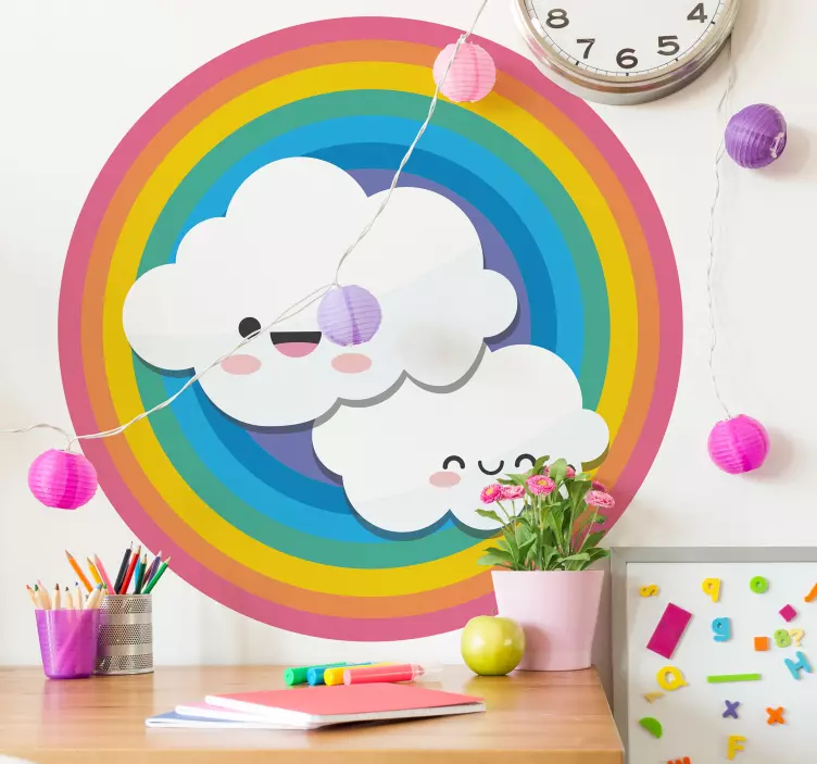 Happy Clouds Rainbow wall sticker for kids - TenStickers