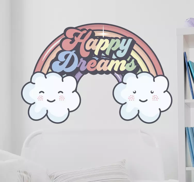 Happy Dreams Rainbow Clouds wall sticker for kids - TenStickers