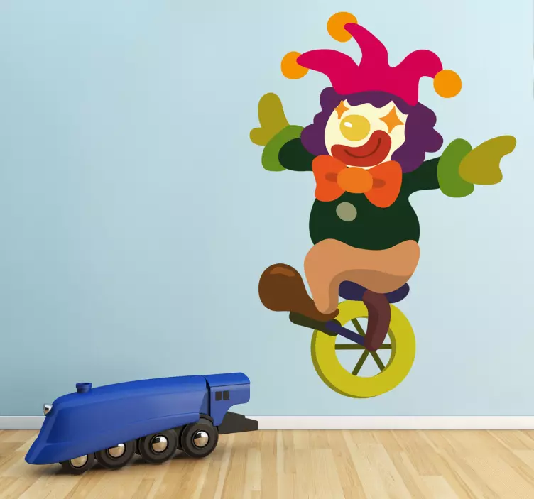 Harlequin in Unicycle Kids Stickers - TenStickers
